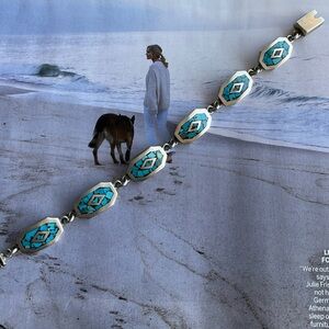 Elegant Silver TAXCO and Turquoise Bracelet 7.5 inches
